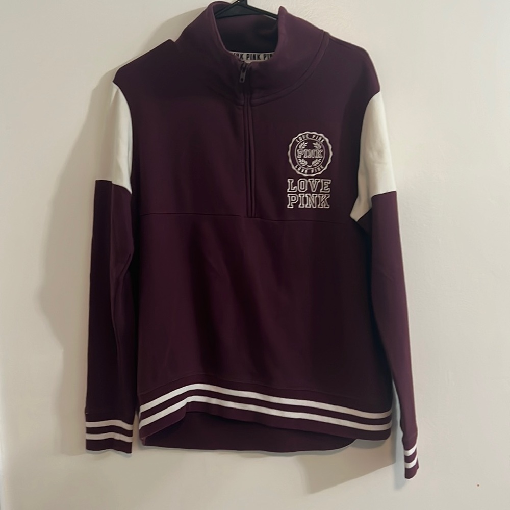 PINK Maroon and White Sweatshirt Size Small